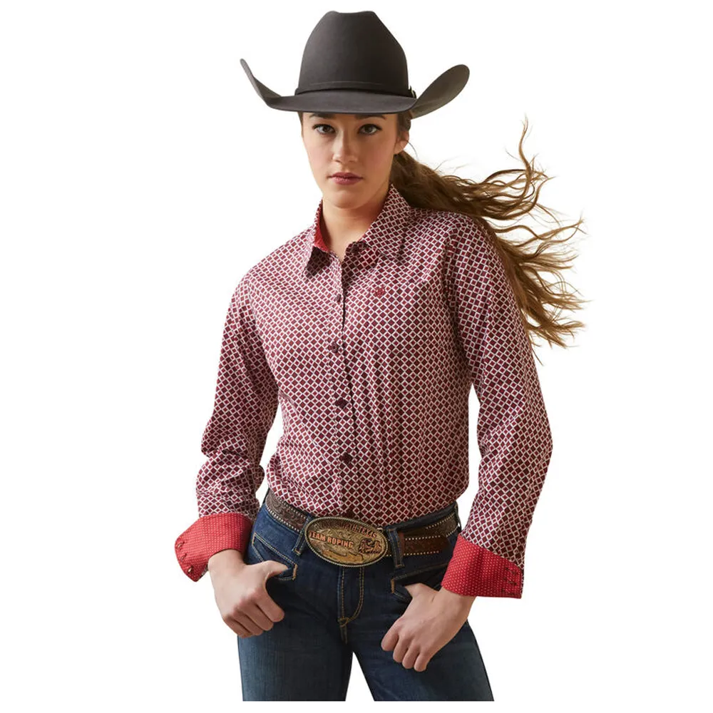 10046701 Ariat Women's Wrinkle Resist Kirby Stretch Shirt - Raleigh Geo