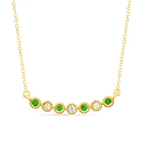 10K Yellow Gold 1/10 Ctw Diamond & Round Tsavorite Necklace ( Color G-H, Clarity I2-I3 )