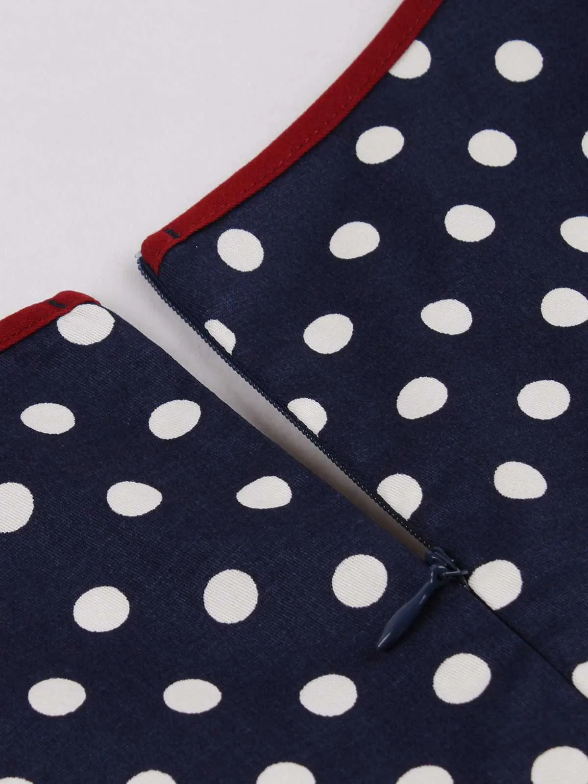 1950s Contrast Polka Dots Buttoned Dress