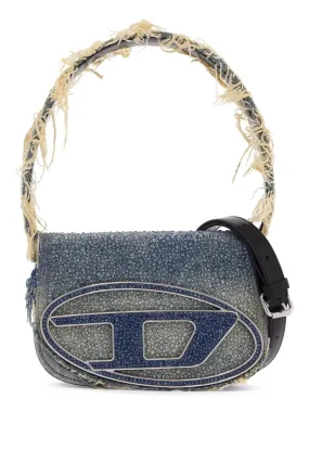 1DR DENIM AND CRYSTAL SHOULDER BAG