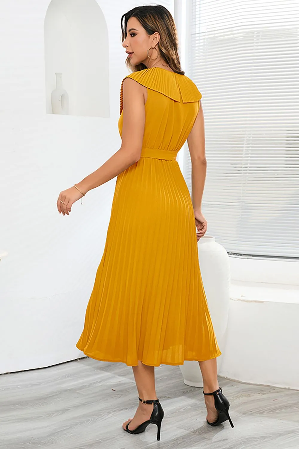 A-Line Sleeveless Black Casual Dress