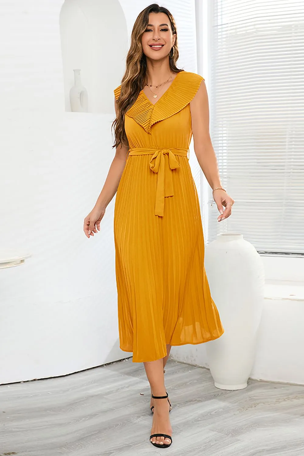 A-Line Sleeveless Black Casual Dress