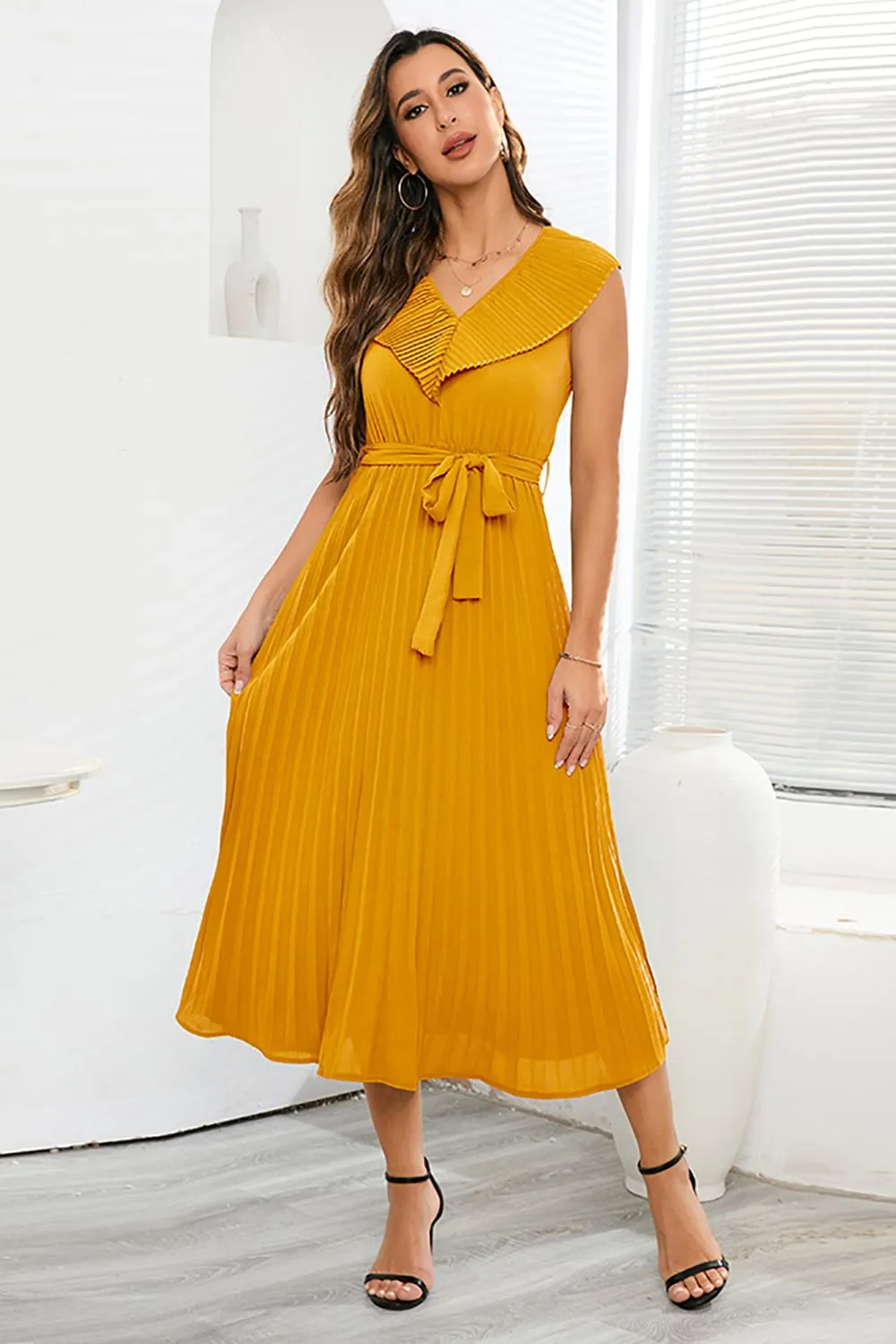 A-Line Sleeveless Black Casual Dress