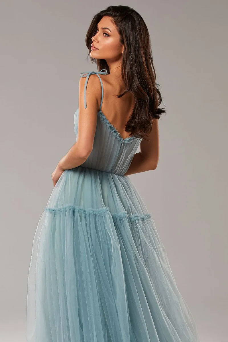 Alluring Beauty Tie-Strap Tulle Maxi Dress