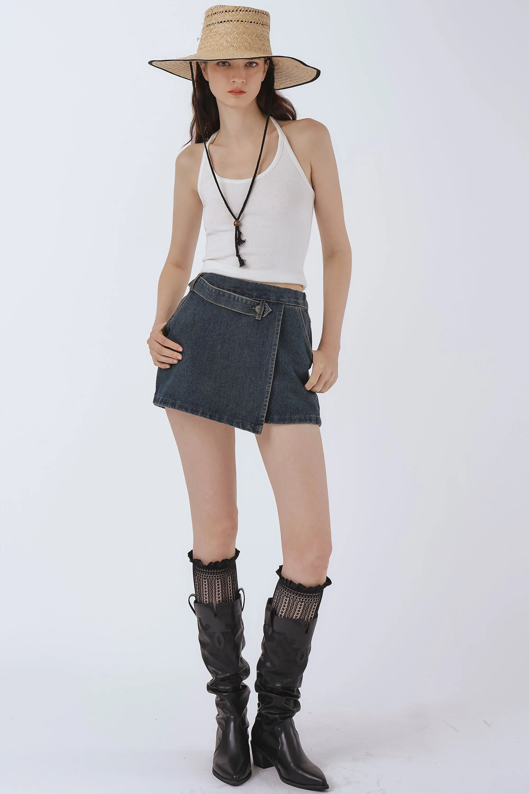 Avery Denim Shirt and Skorts Set