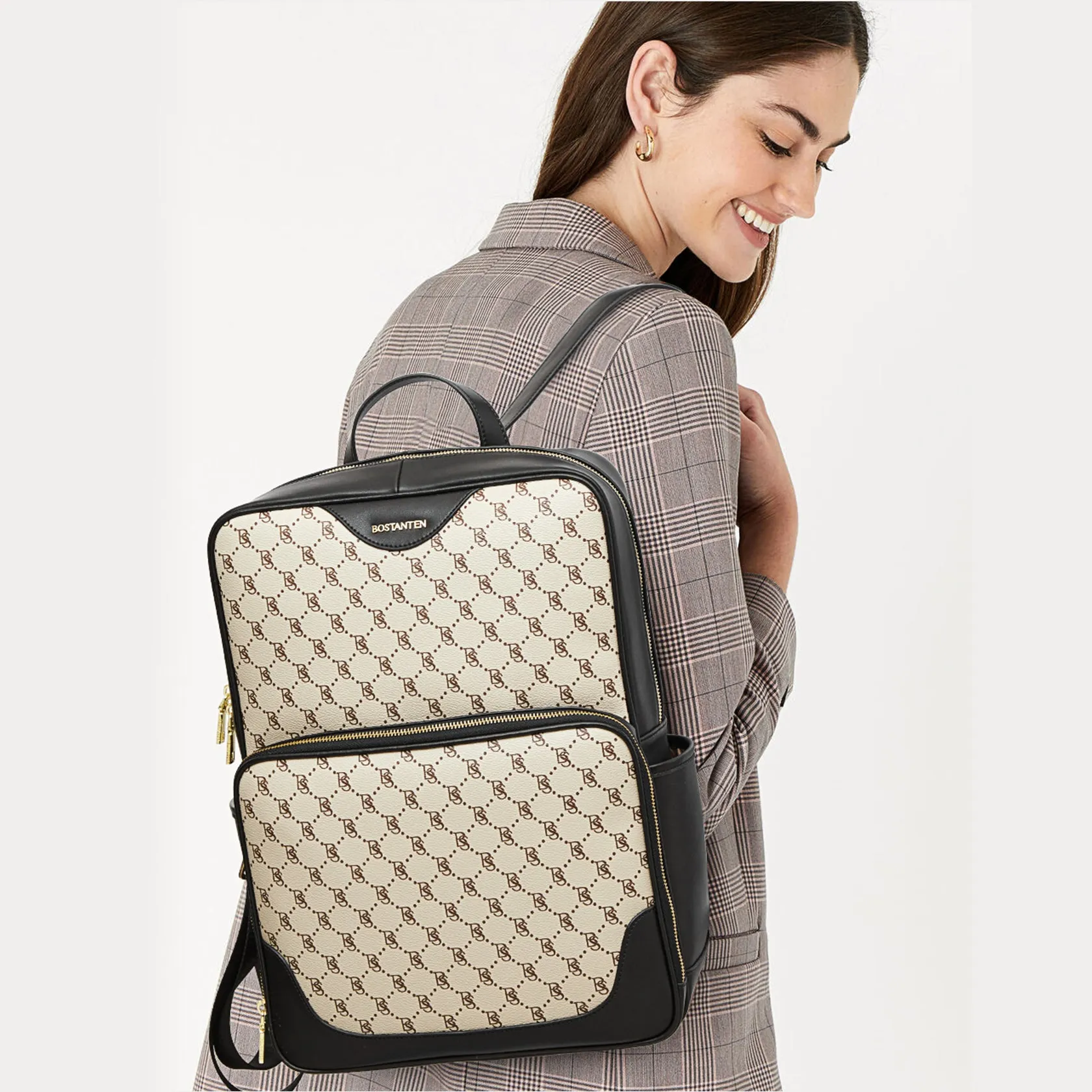Baish Nappa Pattern Italian Leather Backpack for Women