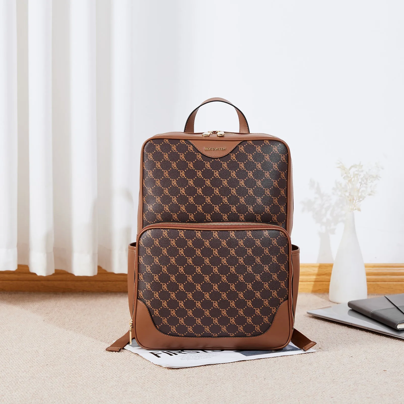Baish Nappa Pattern Italian Leather Backpack for Women