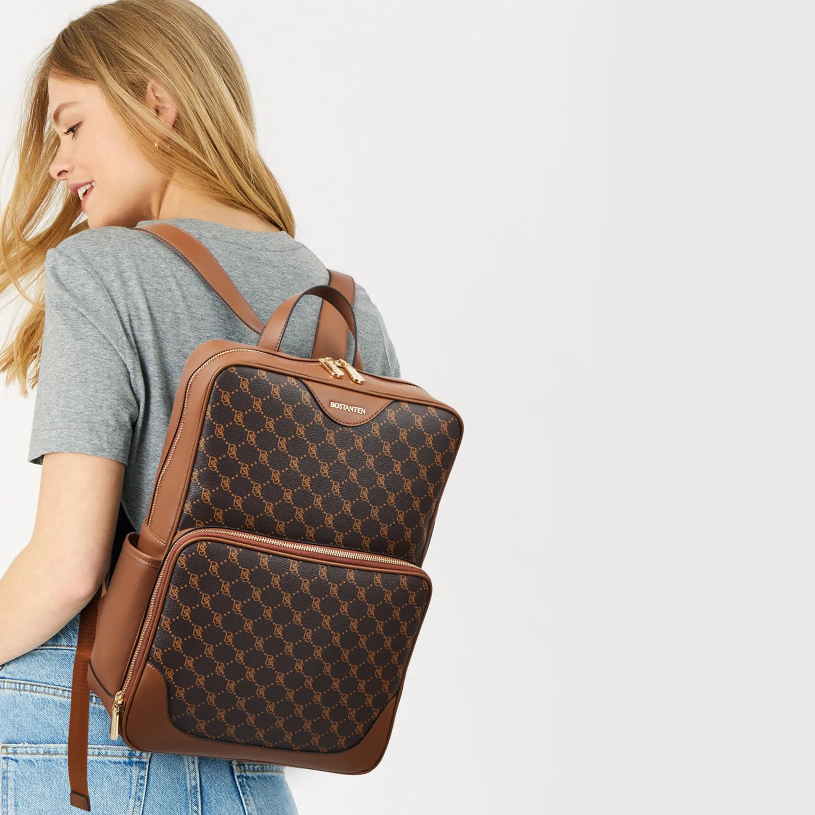 Baish Nappa Pattern Italian Leather Backpack for Women