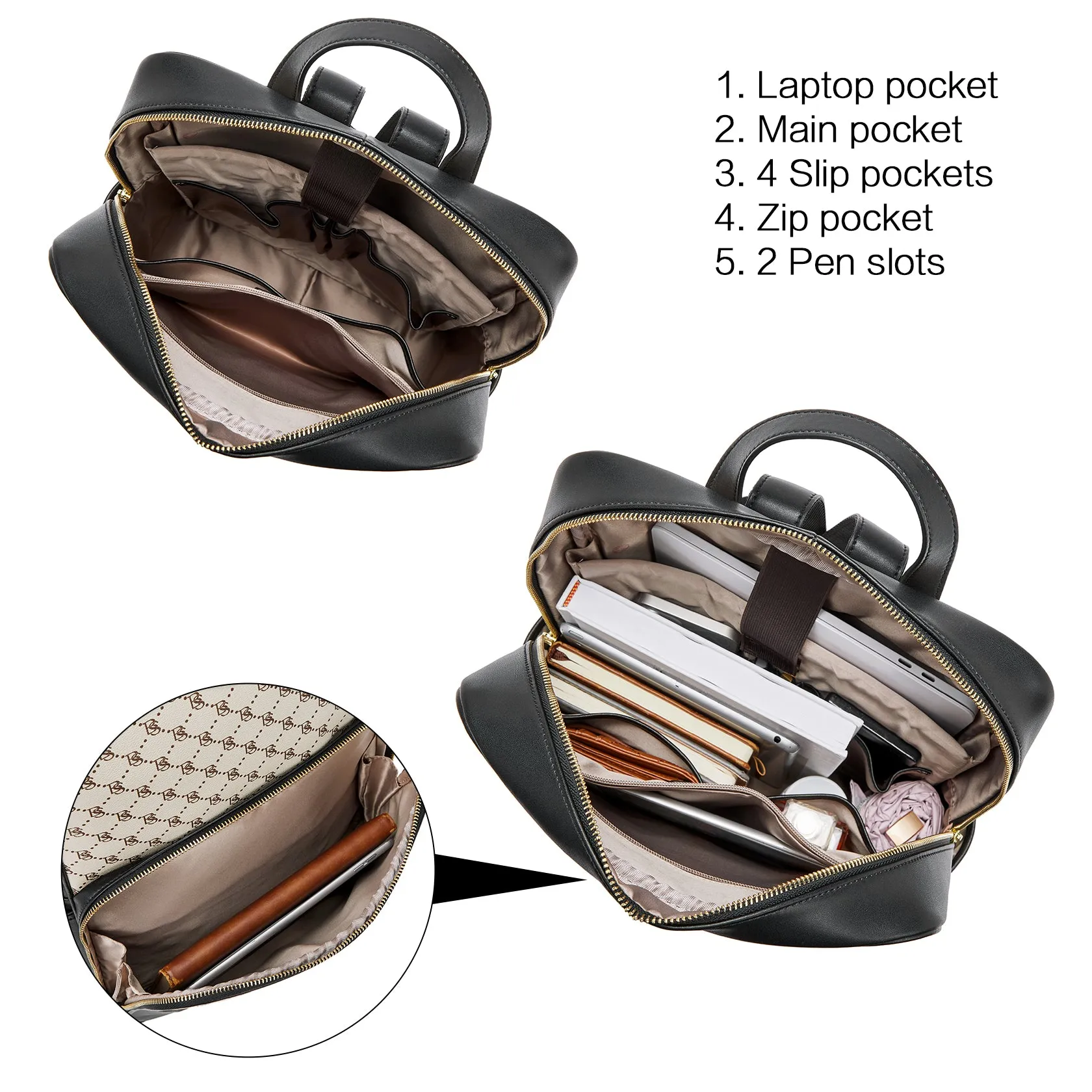 Baish Nappa Pattern Italian Leather Backpack for Women