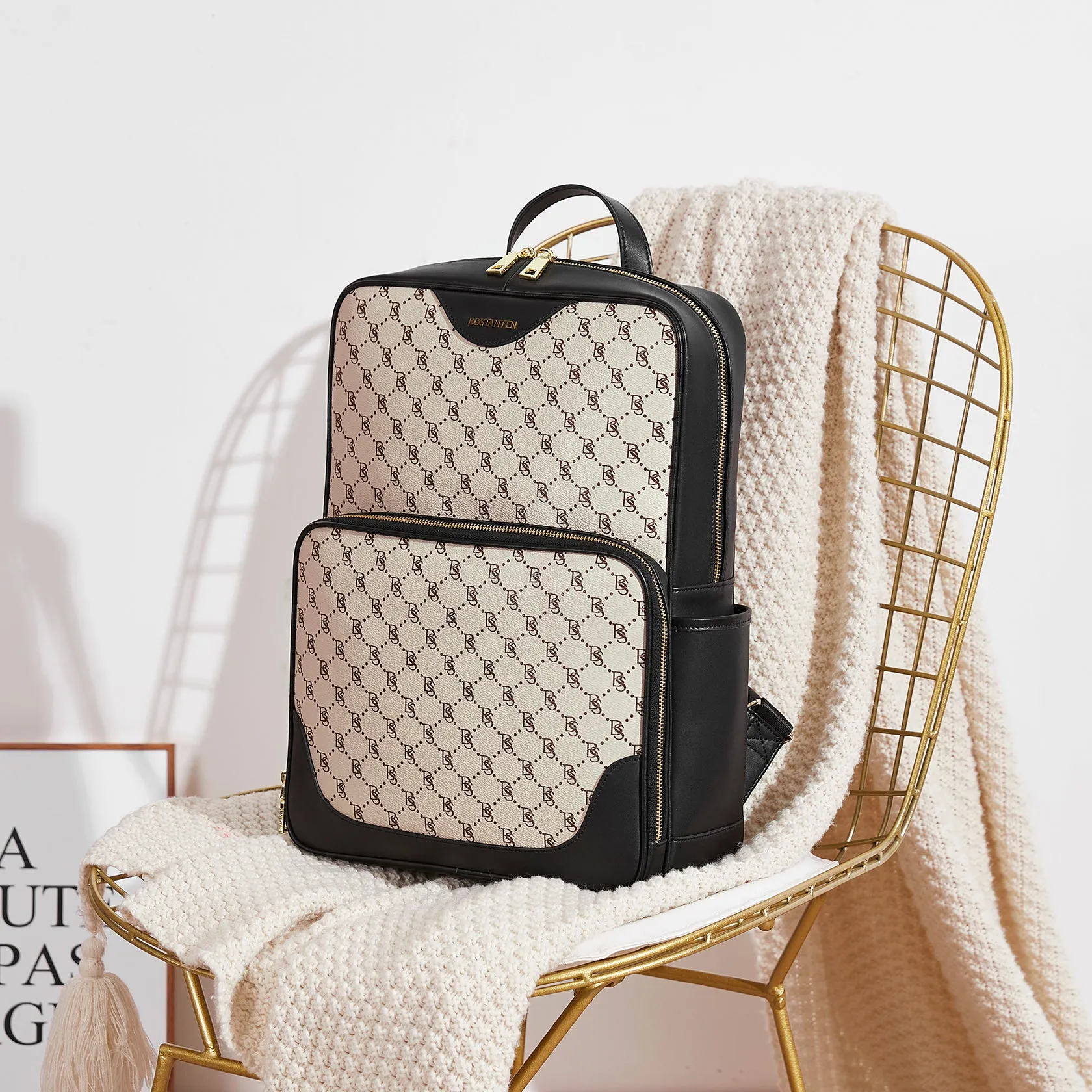 Baish Nappa Pattern Italian Leather Backpack for Women