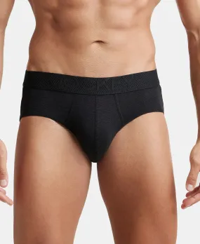 Bamboo Cotton Elastane Stretch Breathable Mesh Brief with StayDry Treatment - Black Melange