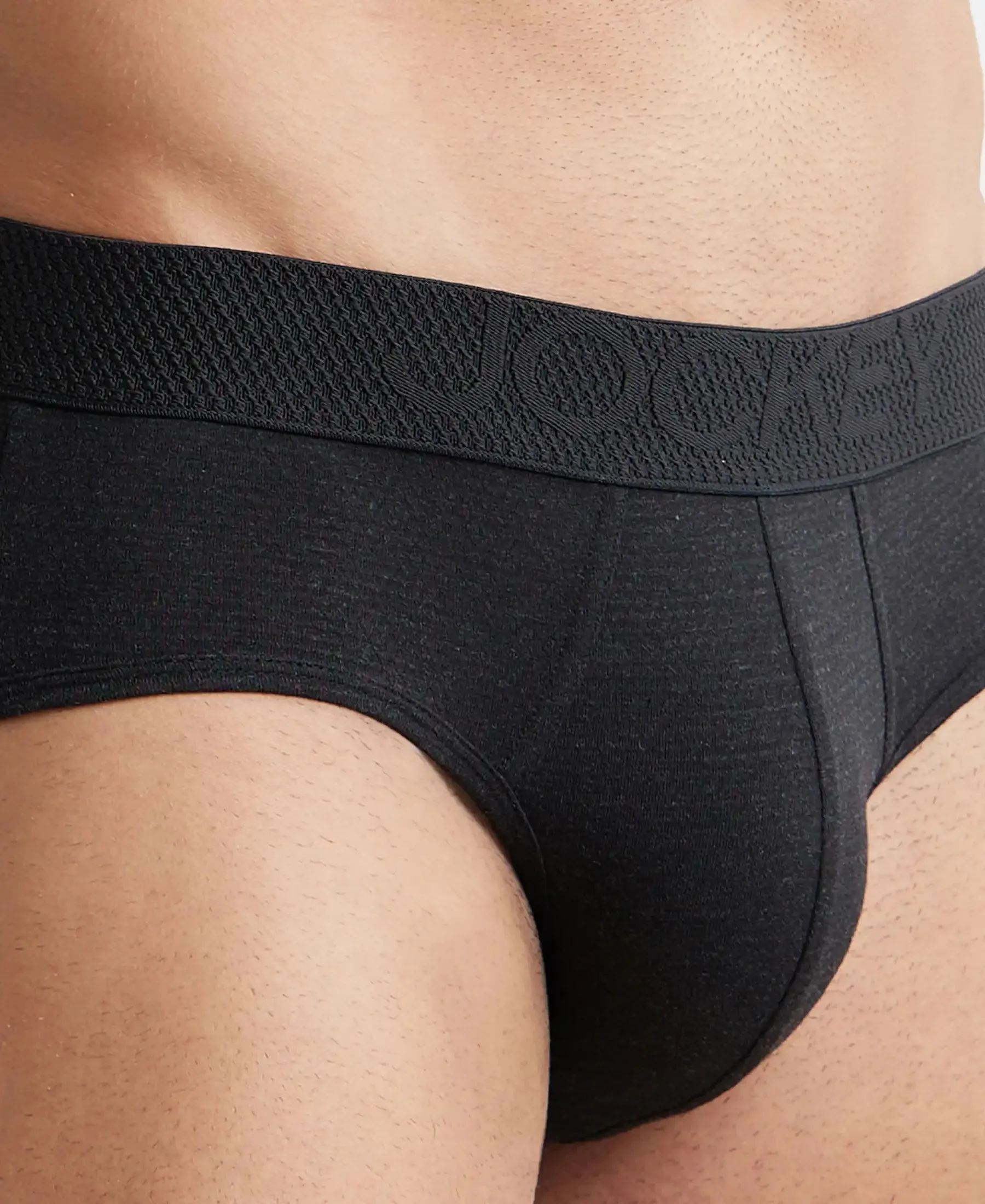 Bamboo Cotton Elastane Stretch Breathable Mesh Brief with StayDry Treatment - Black Melange