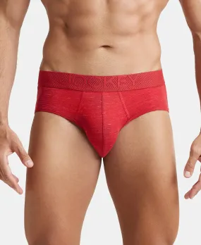 Bamboo Cotton Elastane Stretch Breathable Mesh Brief with StayDry Treatment - Red Multi Melange