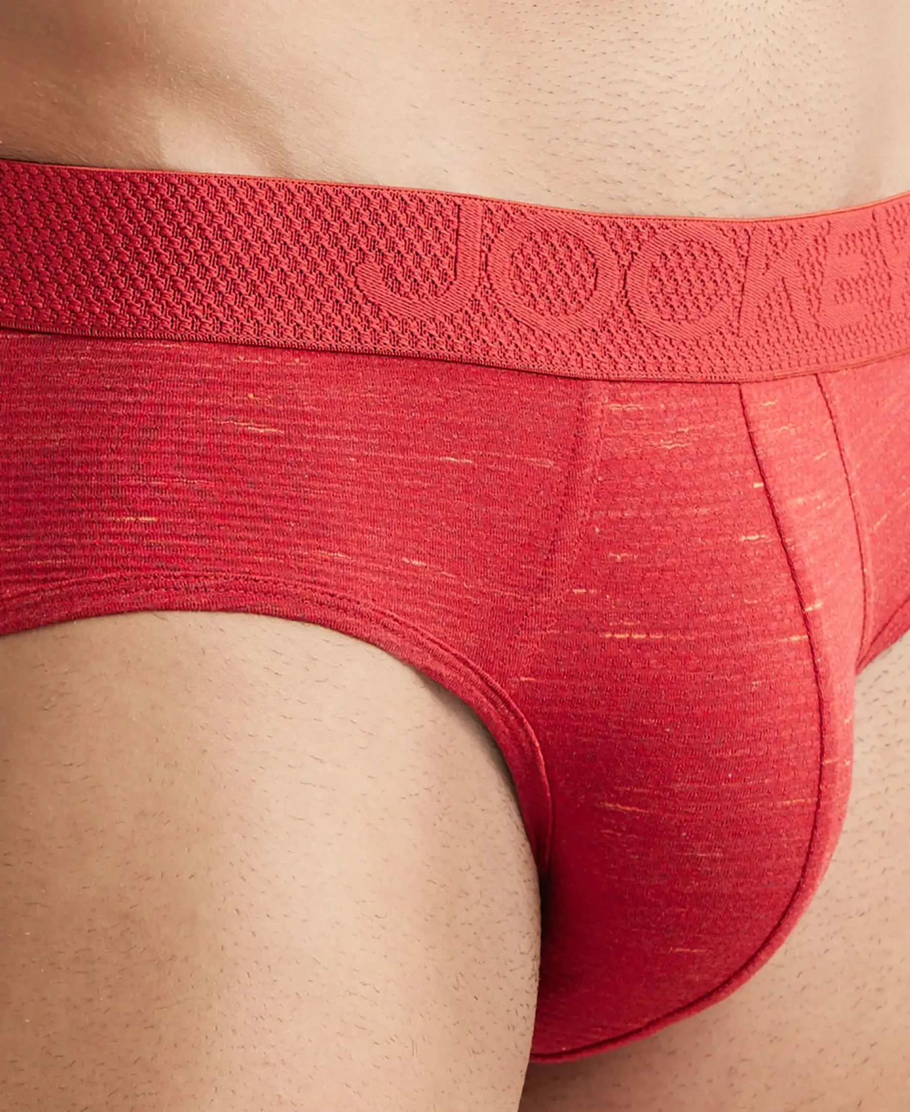 Bamboo Cotton Elastane Stretch Breathable Mesh Brief with StayDry Treatment - Red Multi Melange