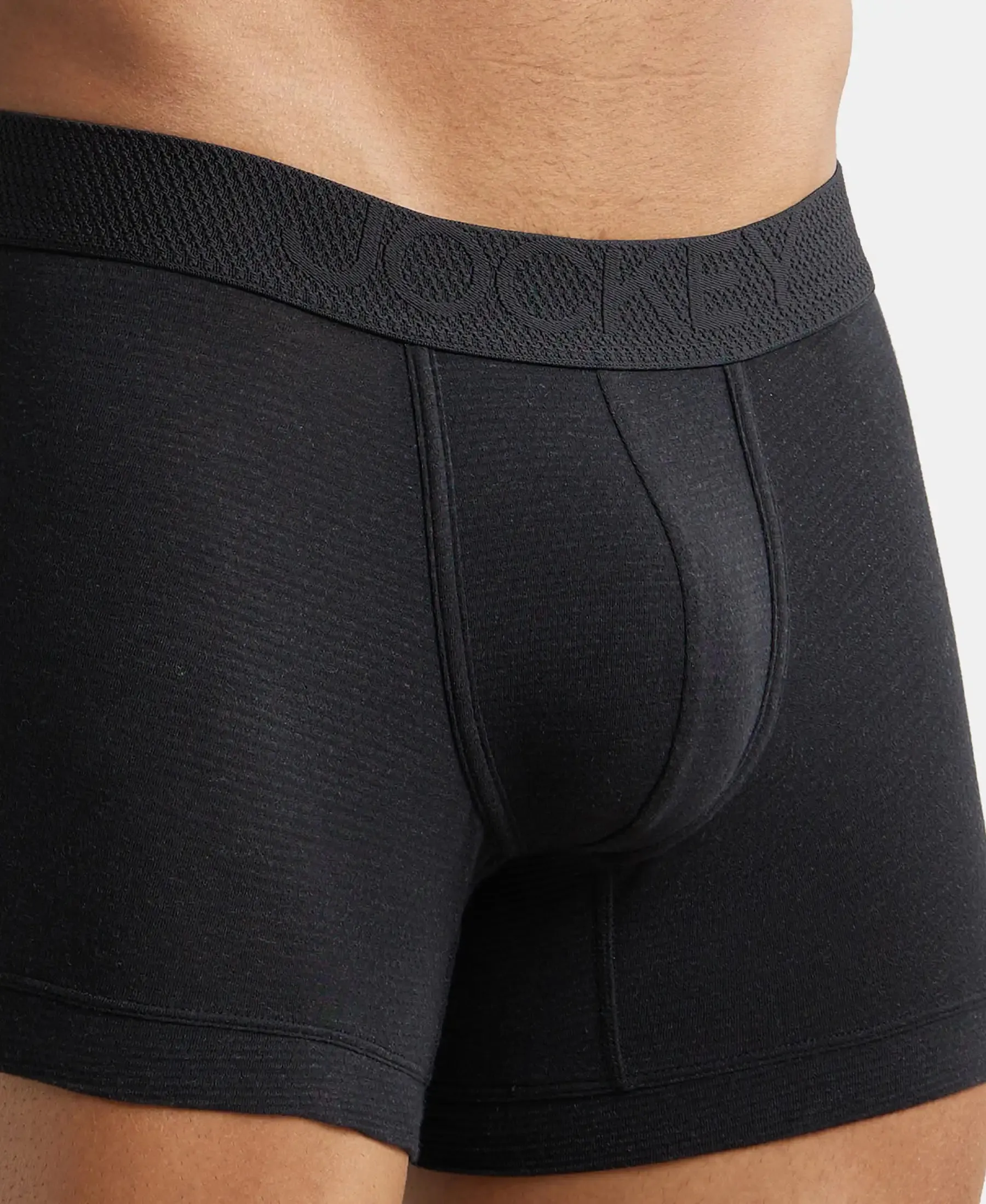 Bamboo Cotton Elastane Stretch Breathable Mesh Trunk with StayDry Treatment - Black Melange