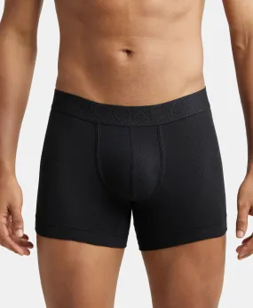 Bamboo Cotton Elastane Stretch Breathable Mesh Trunk with StayDry Treatment - Black Melange