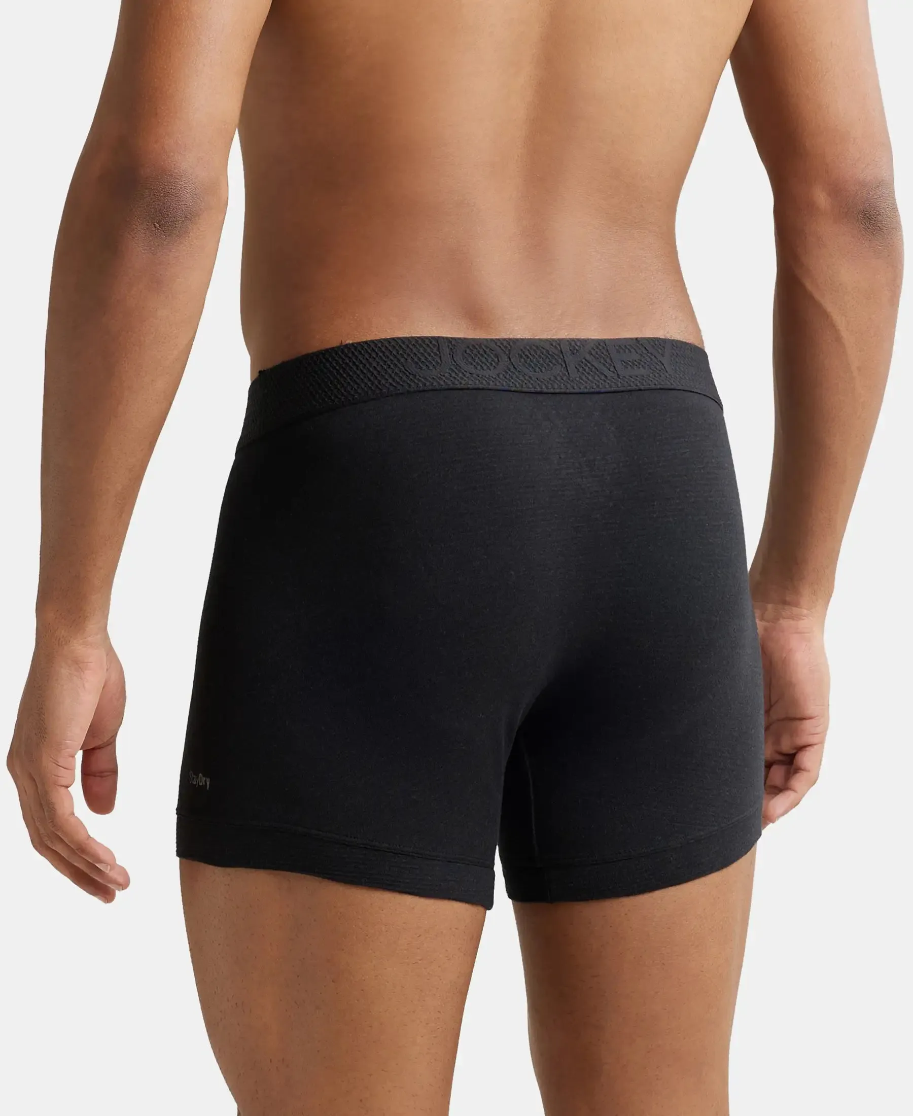 Bamboo Cotton Elastane Stretch Breathable Mesh Trunk with StayDry Treatment - Black Melange