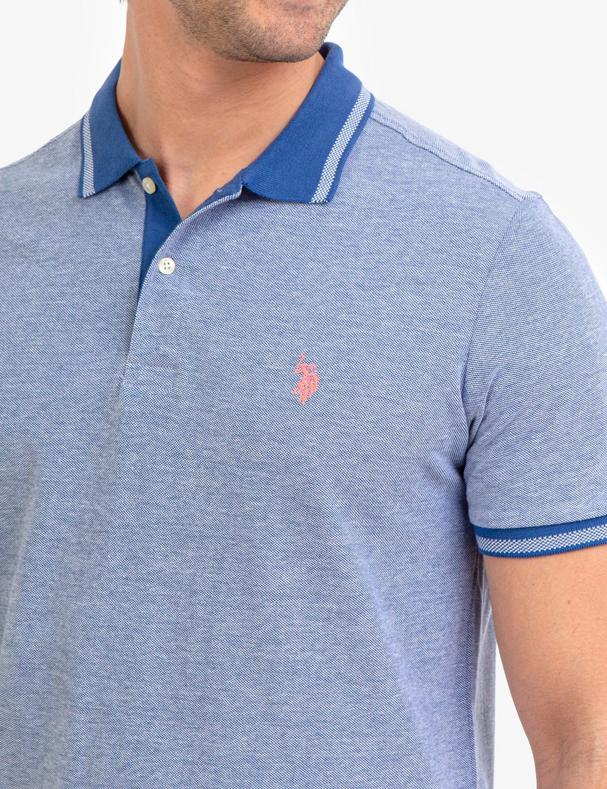 BIRDSEYE CONTRAST COLLAR POLO SHIRT