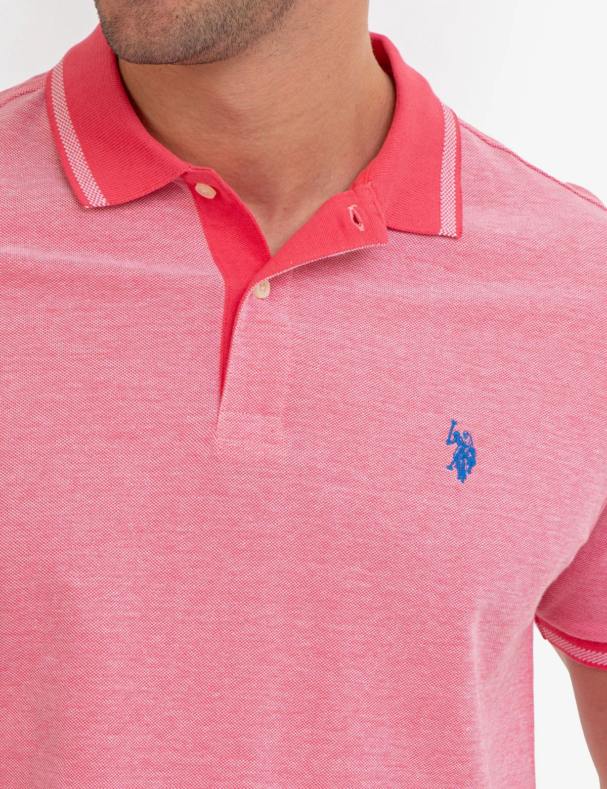 BIRDSEYE CONTRAST COLLAR POLO SHIRT