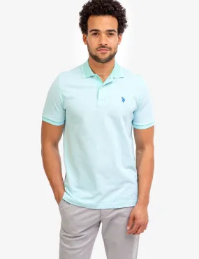 BIRDSEYE CONTRAST COLLAR POLO SHIRT