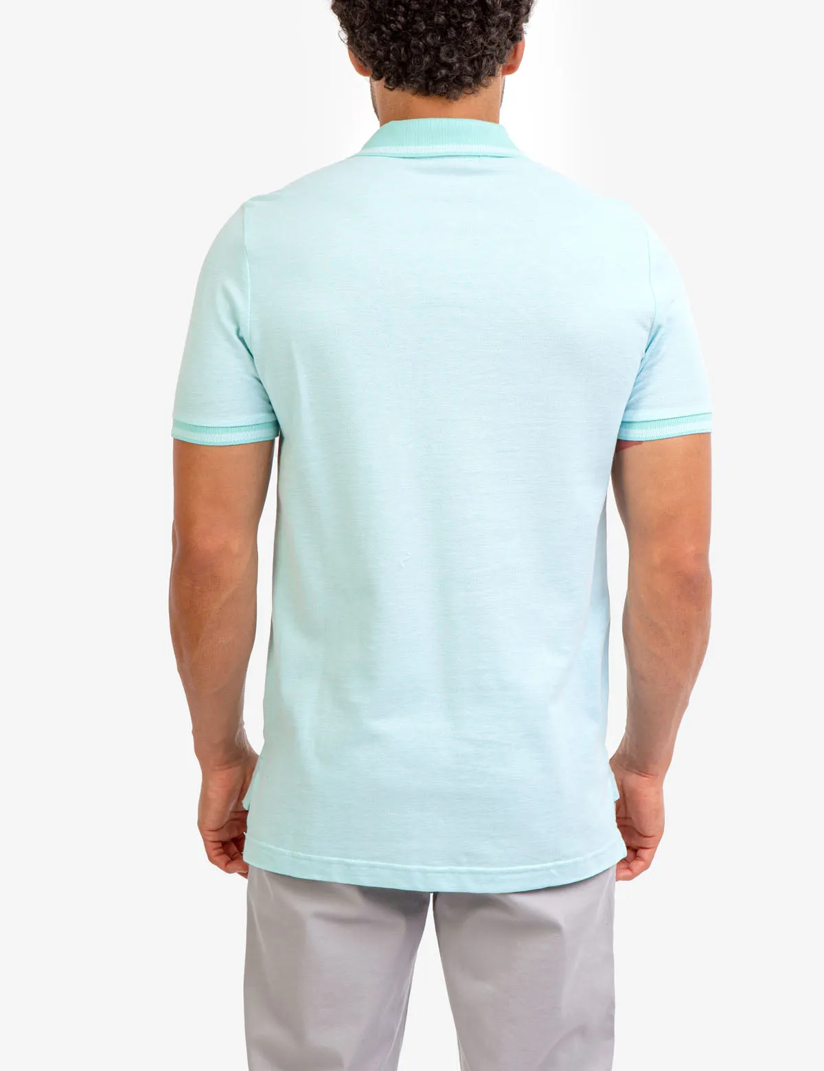 BIRDSEYE CONTRAST COLLAR POLO SHIRT