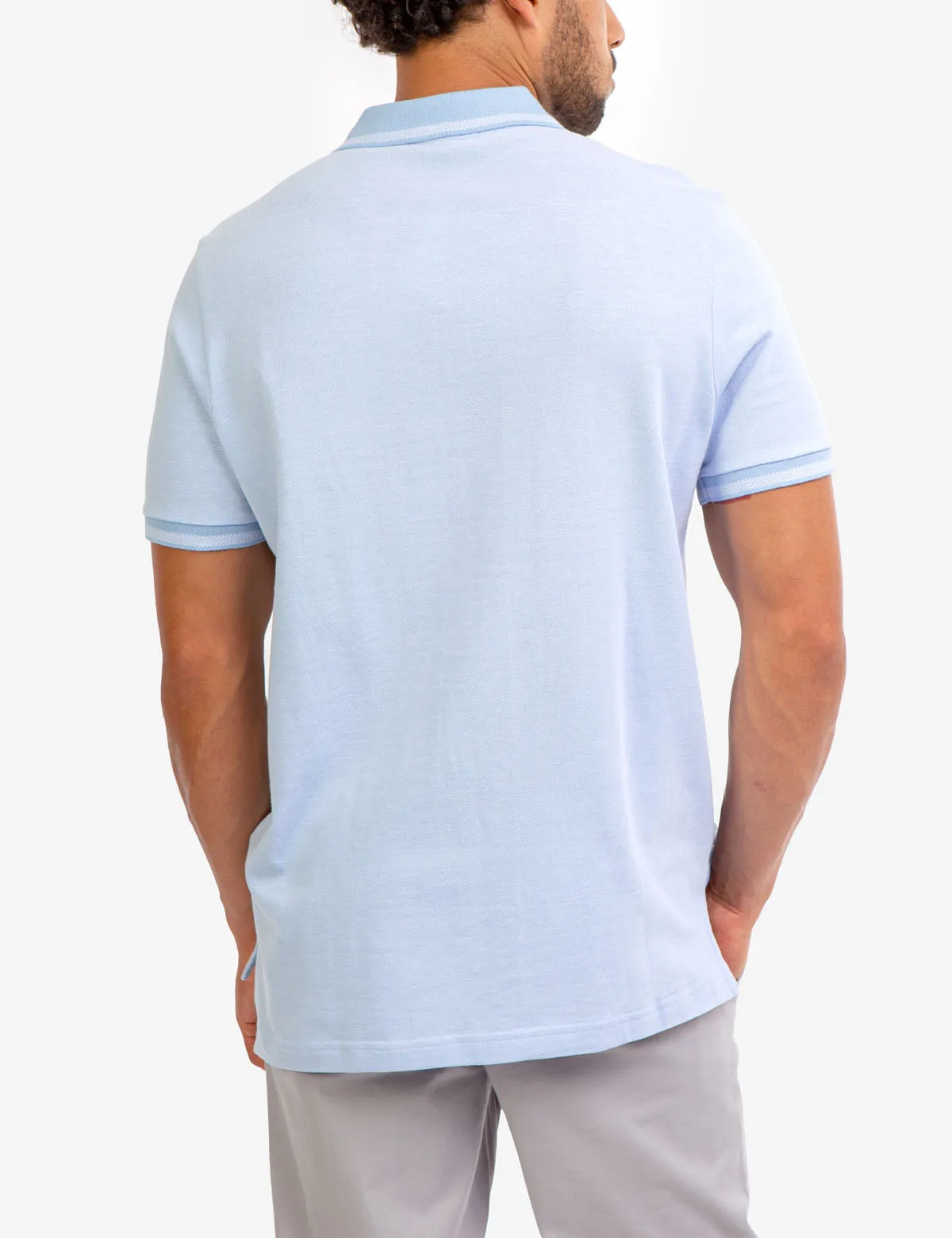 BIRDSEYE CONTRAST COLLAR POLO SHIRT