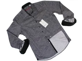 Boy's Sport Shirt 22932 Black Print Dots