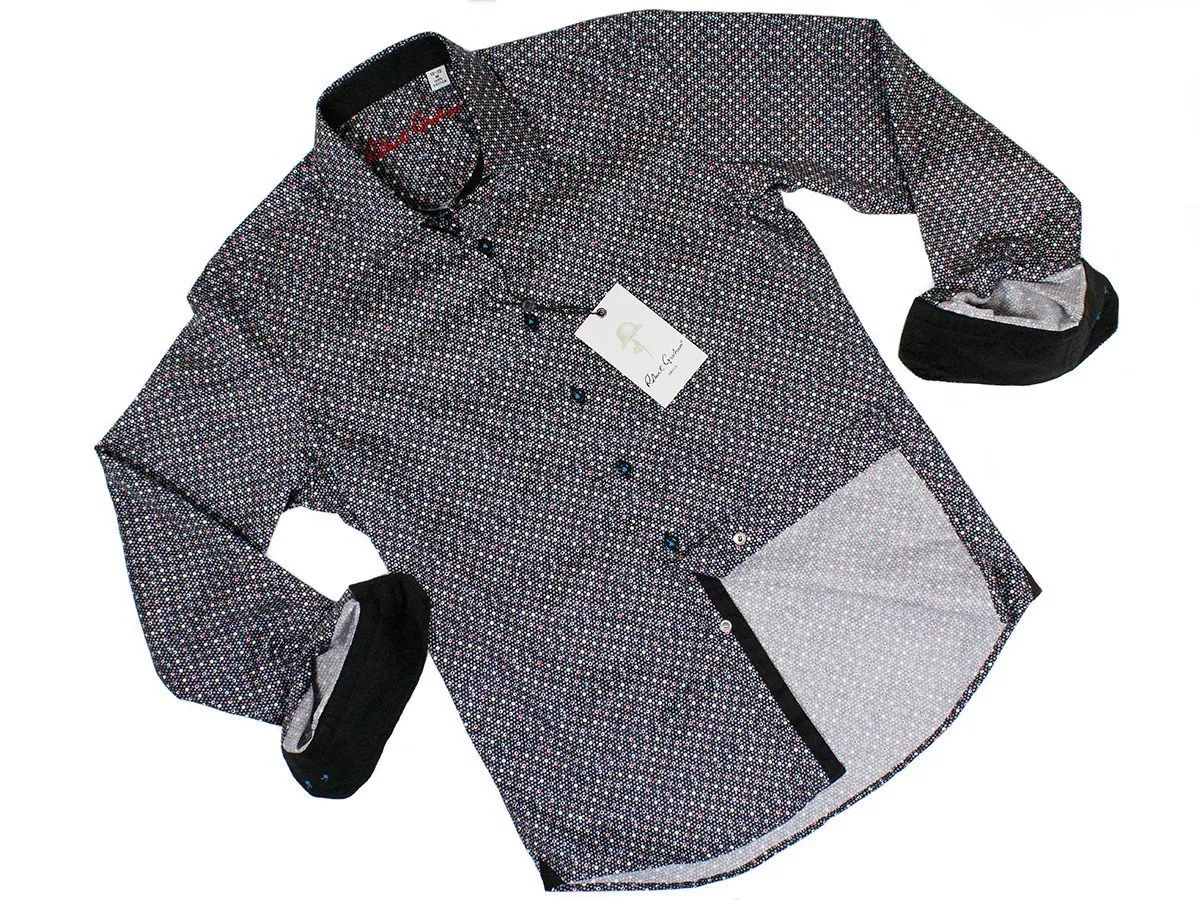 Boy's Sport Shirt 22932 Black Print Dots