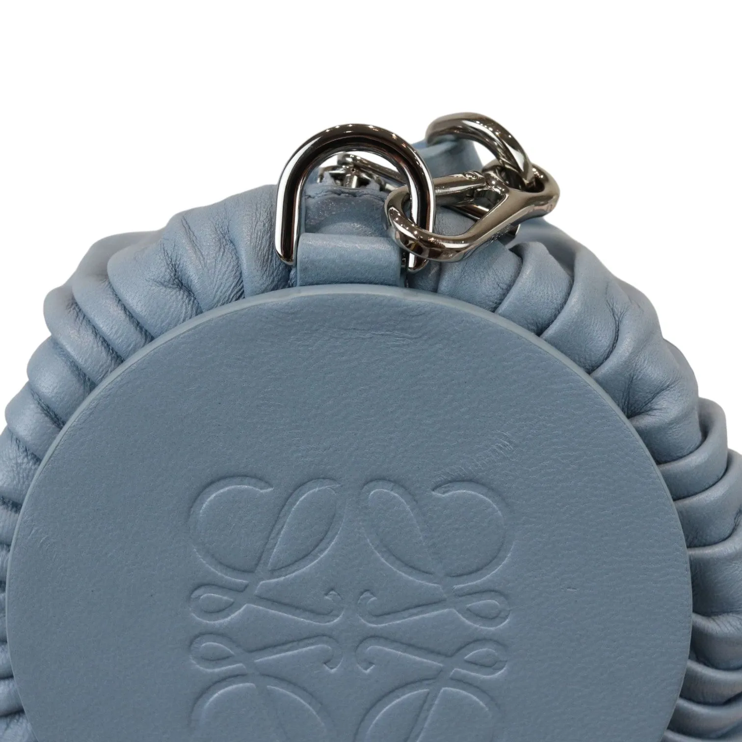 Bracelet Pouch Shoulder Lambskin Pleated Dusty Blue SHW