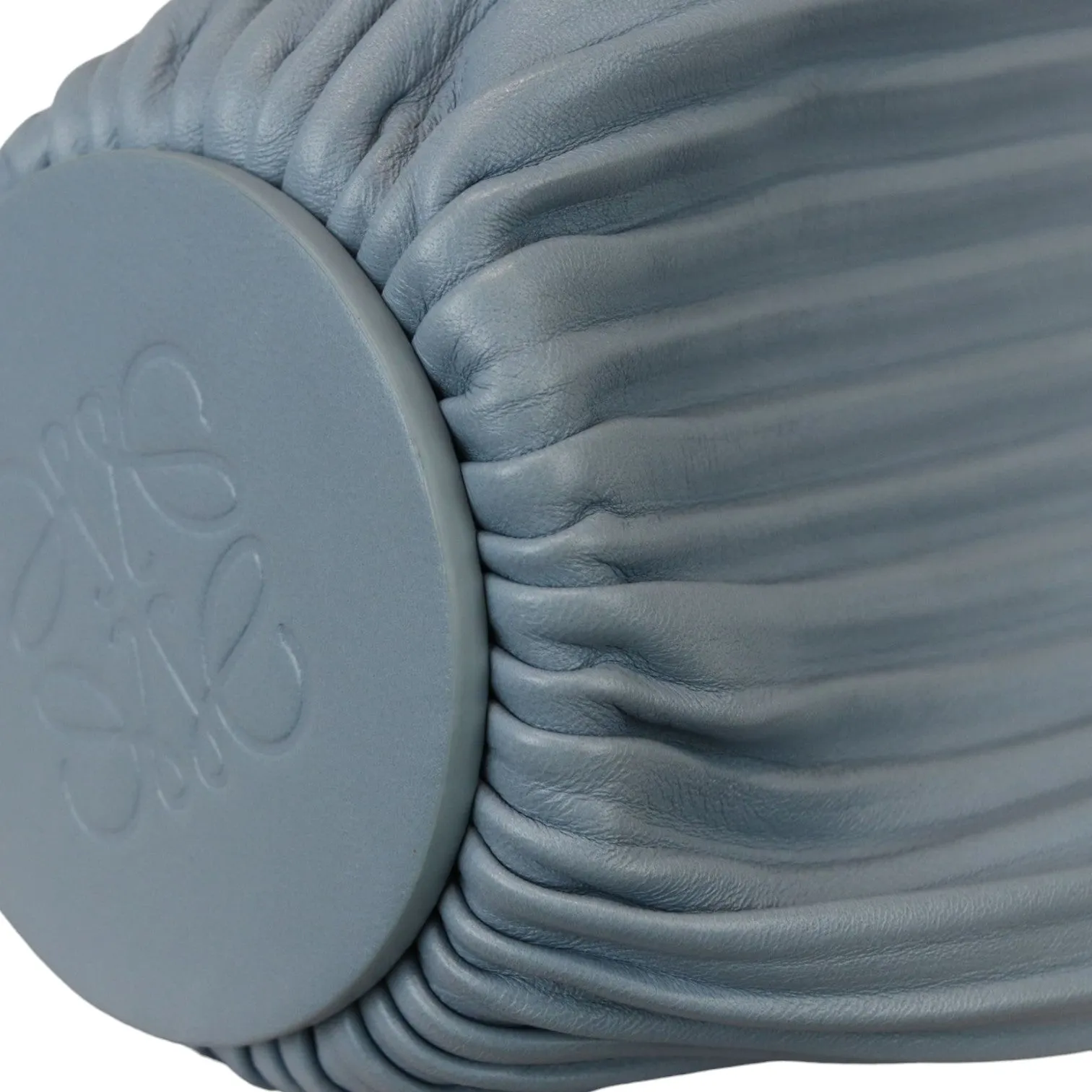 Bracelet Pouch Shoulder Lambskin Pleated Dusty Blue SHW