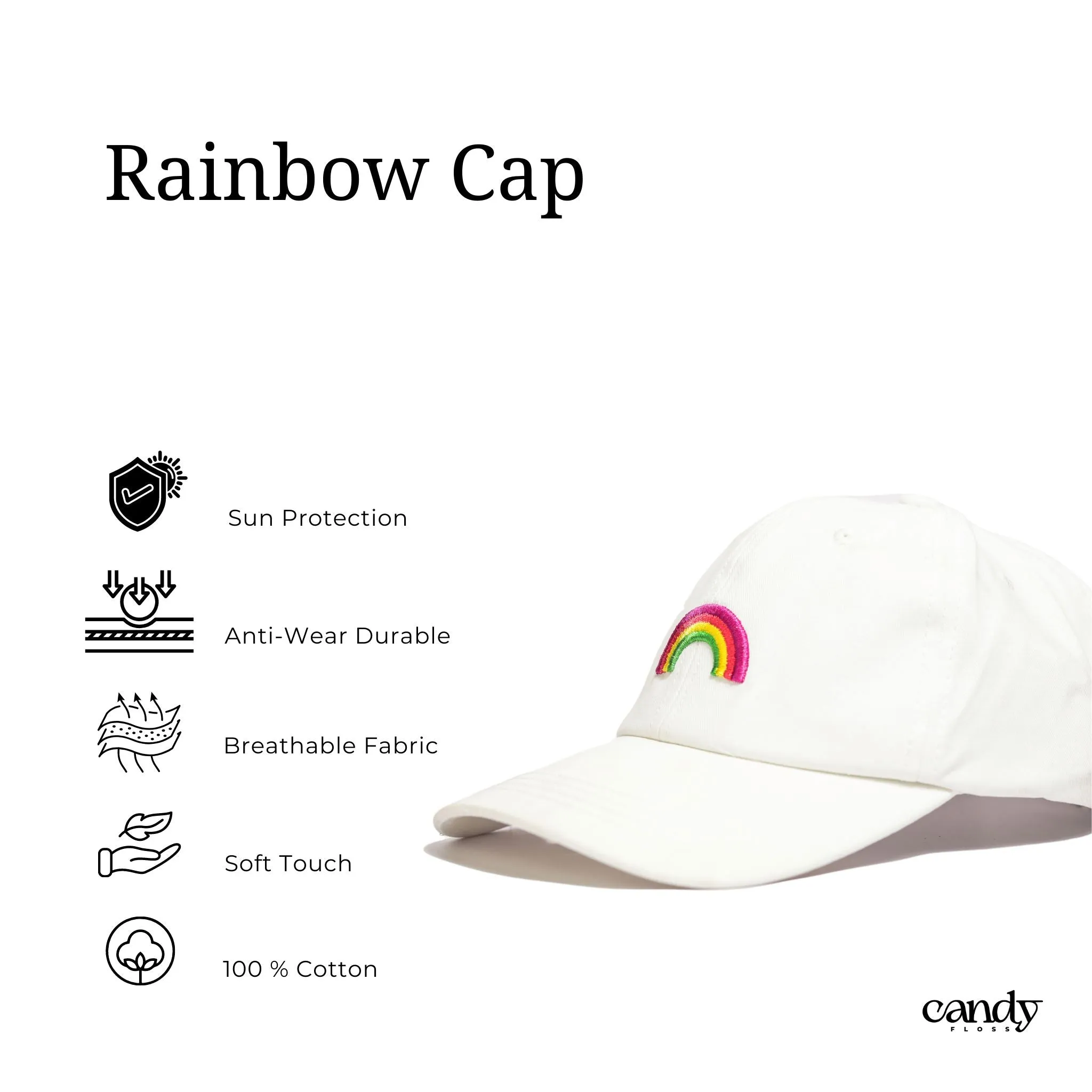 Candy Cap with 3D Rainbow Embroidery