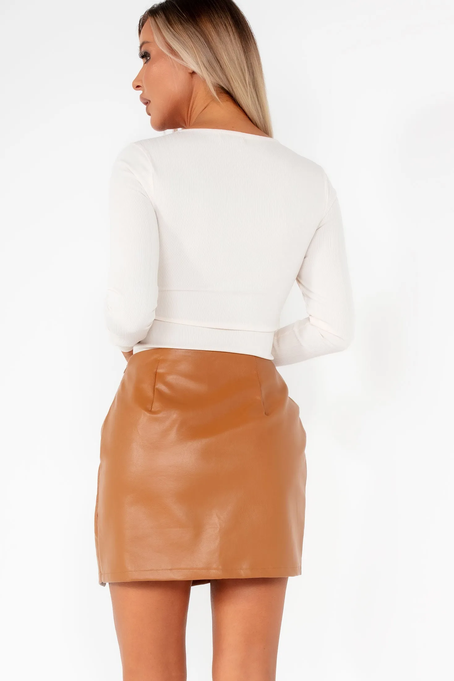 Carlene Tan PU Zip Detail Mini Skirt