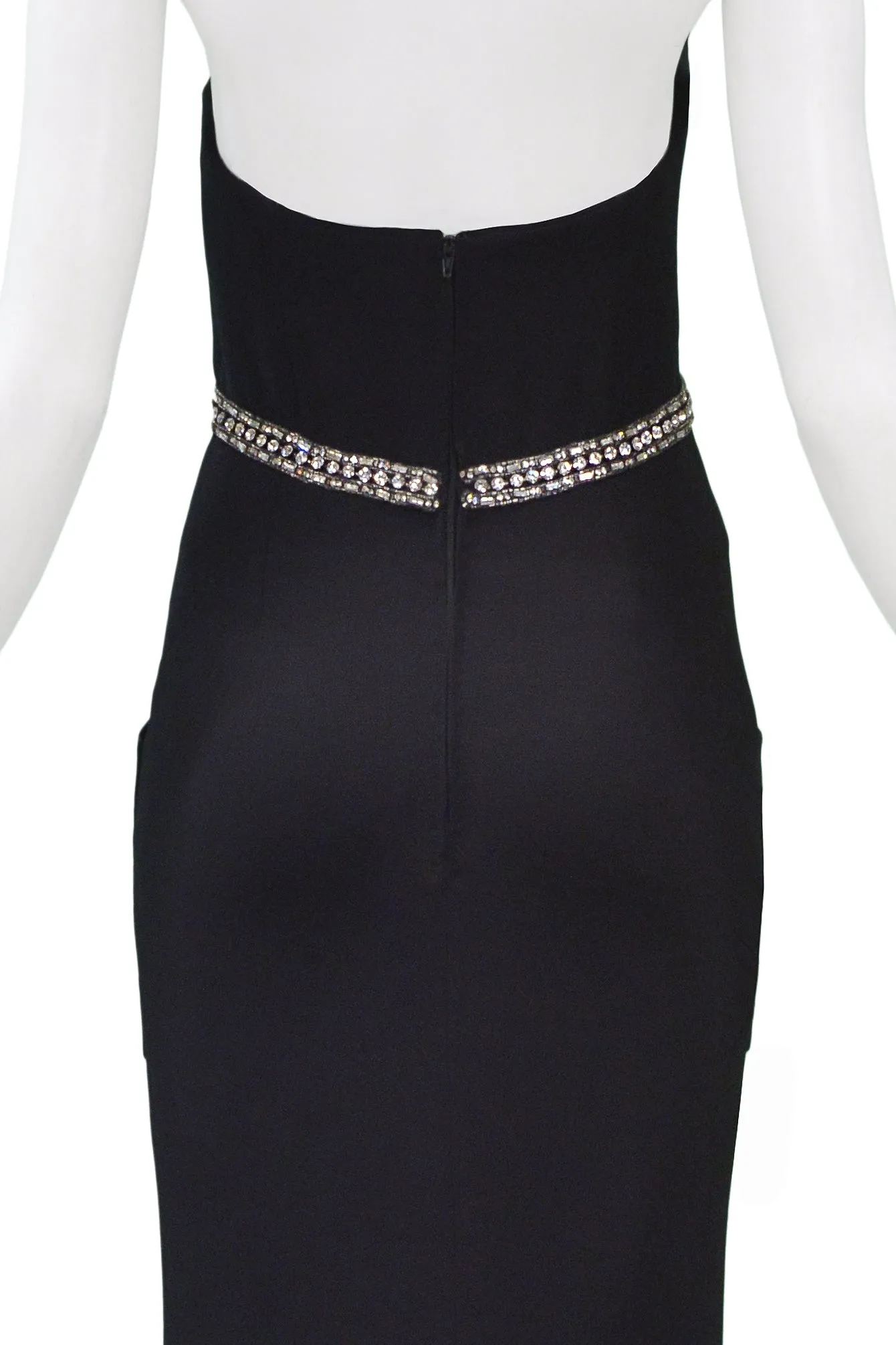 CHANEL BLACK CORSET EVENING GOWN WITH RHINESTONES 1997