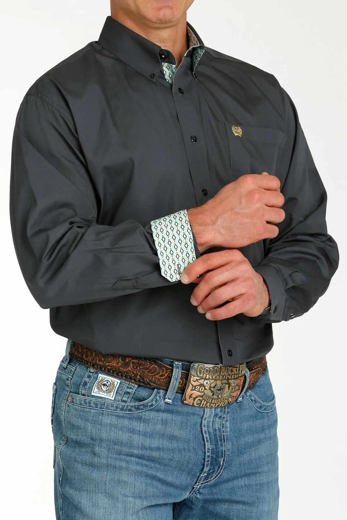 Cinch® Men's Solid Charcoal Long Sleeve Button Front Western Shirt