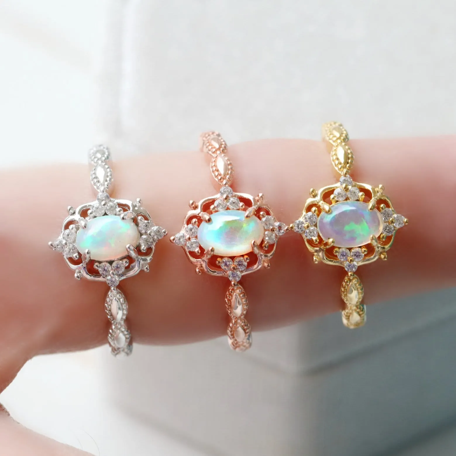 Claire Australian Opal Ring-14K Rose Gold Vermeil