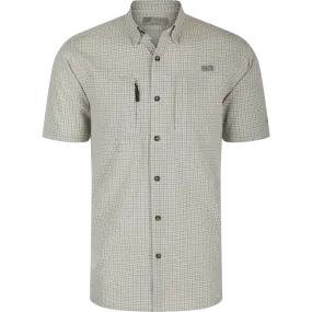 Classic Seersucker Grid Check Button-Down Short Sleeve Shirt