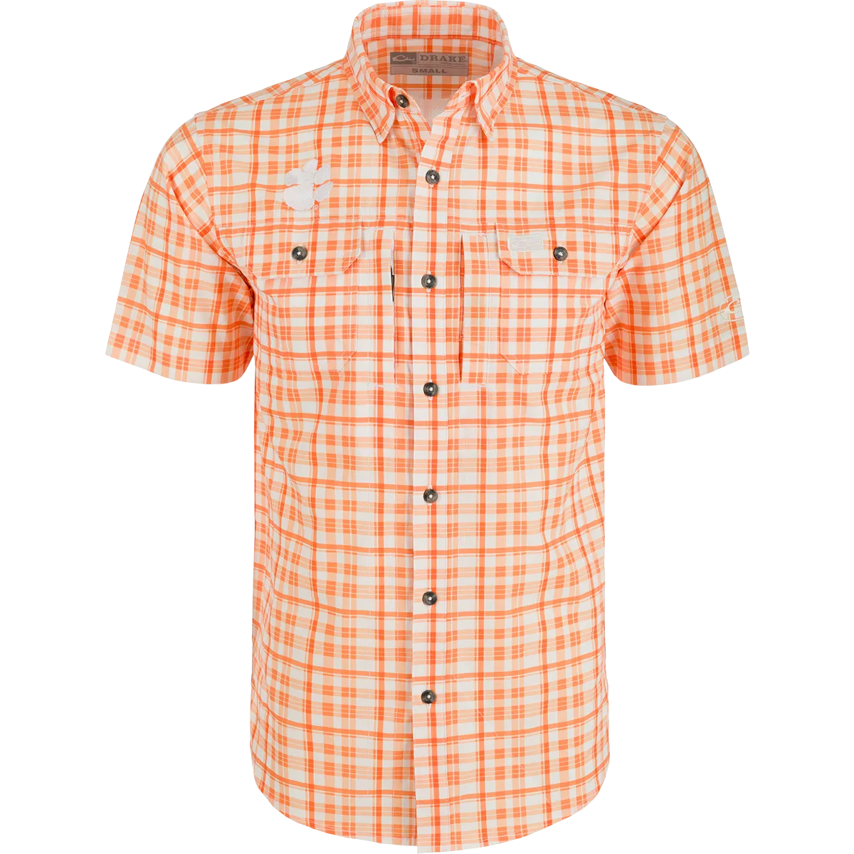 Clemson Hunter Creek Windowpane Plaid Short Sleeve Shirt