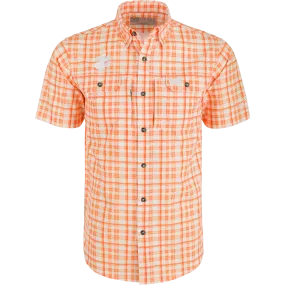 Clemson Hunter Creek Windowpane Plaid Short Sleeve Shirt