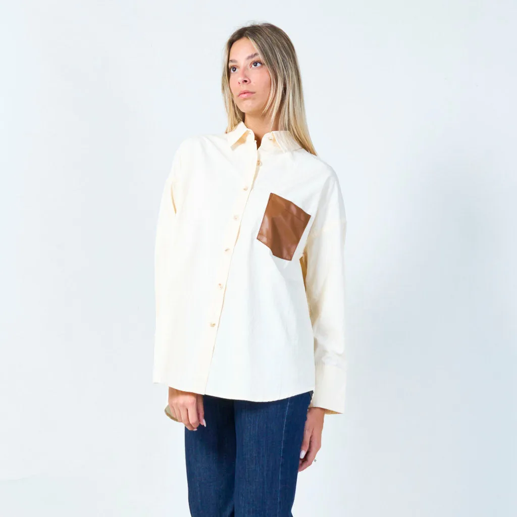 Contemporary button-up shirt with contrast pocket wholesale