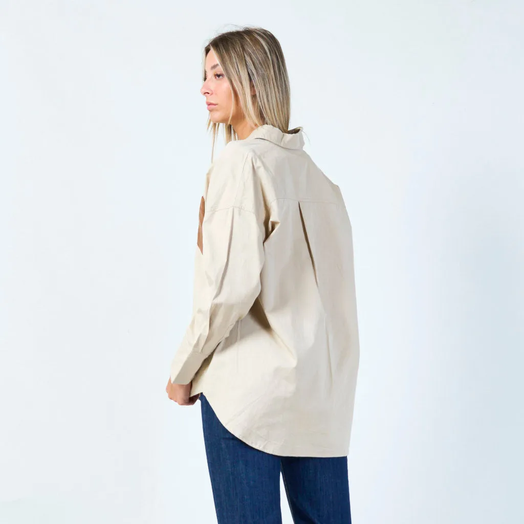 Contemporary button-up shirt with contrast pocket wholesale
