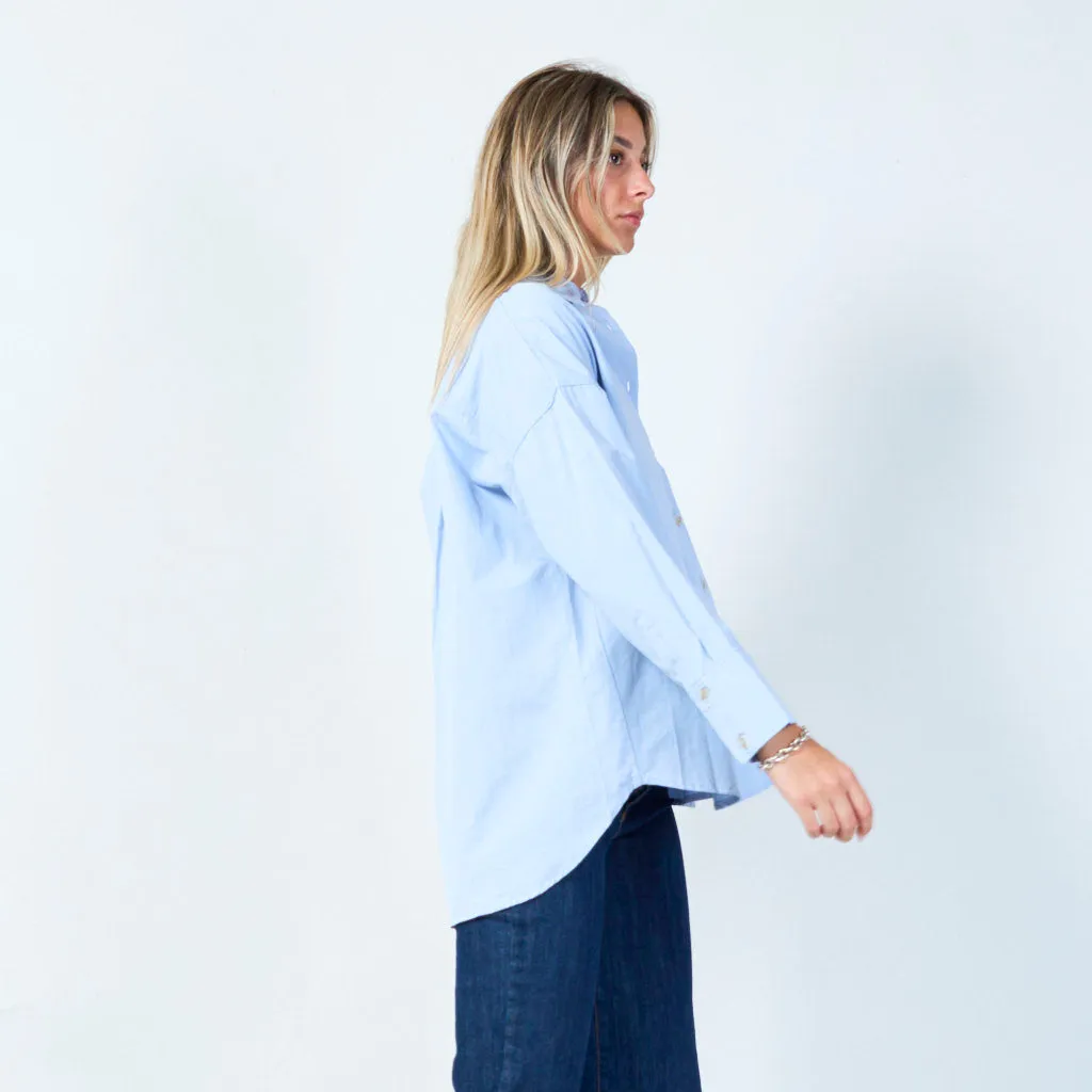 Contemporary button-up shirt with contrast pocket wholesale