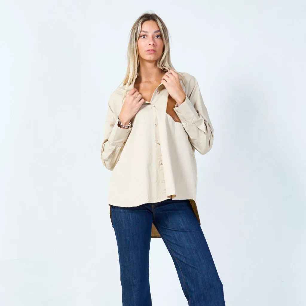 Contemporary button-up shirt with contrast pocket wholesale