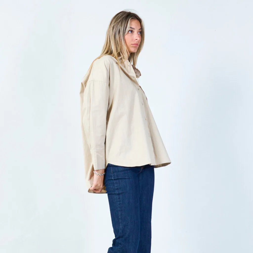 Contemporary button-up shirt with contrast pocket wholesale