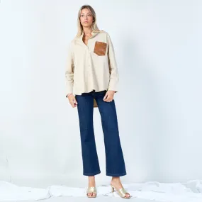 Contemporary button-up shirt with contrast pocket wholesale