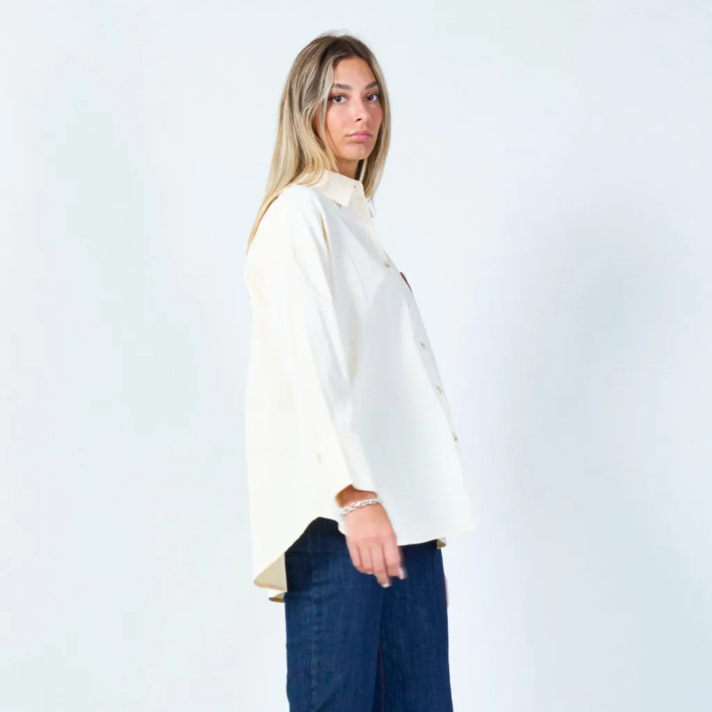 Contemporary button-up shirt with contrast pocket wholesale