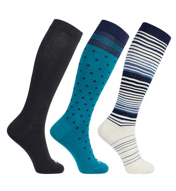 Cotton Everyday Compression Socks (15-20mmHg) - Dots - 3 Pack