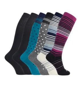 Cotton Everyday Compression Socks (15-20mmHg) - Dots/Stripes - 6 Pack