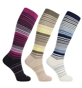 Cotton Everyday Compression Socks (15-20mmHg) - Stripes - 3 Pack
