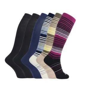 Cotton Everyday Compression Socks (15-20mmHg) - Stripes - 6 Pack
