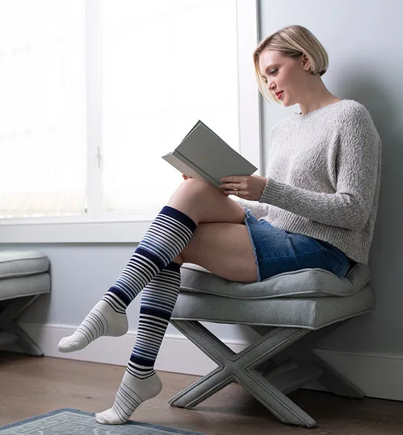 Cotton Everyday Compression Socks (15-20mmHg) - Stripes - 6 Pack